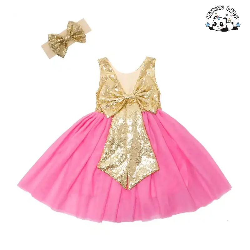 LEZONKIDS - New Fashion Kids Tulle Sequin Flower Girl Dresses Infant Baby Elegant Wedding Dress